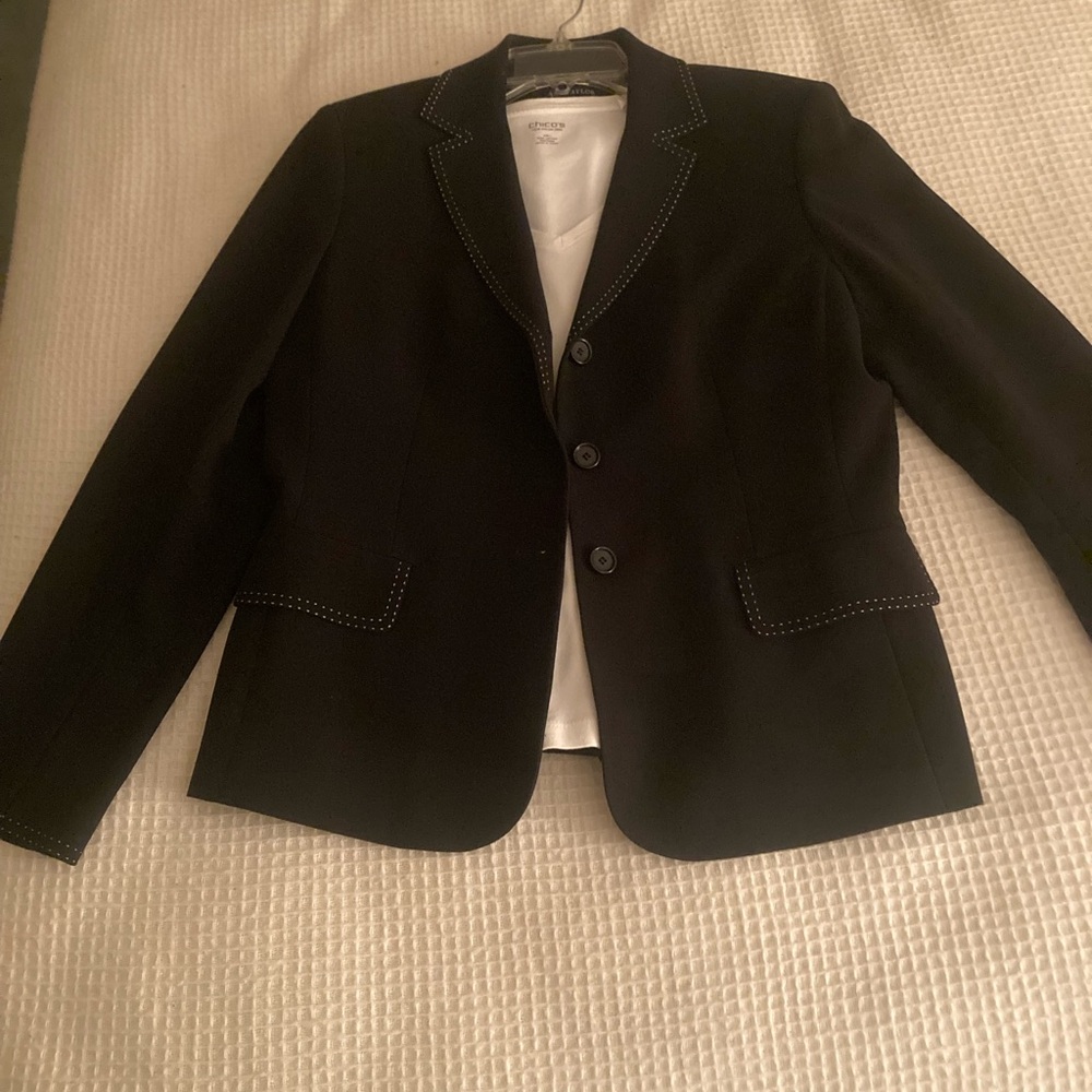 Ann Taylor Elegant Black Jacket with Contrasting Stitching
